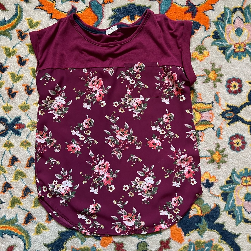 Floral Burgundy Blouse